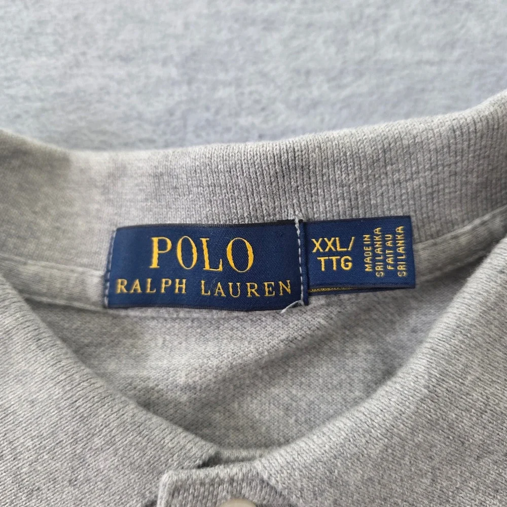 Polo Ralph Lauren Mens XXL Heather Gray Cotton Pique Short Sleeve Polo Shirt